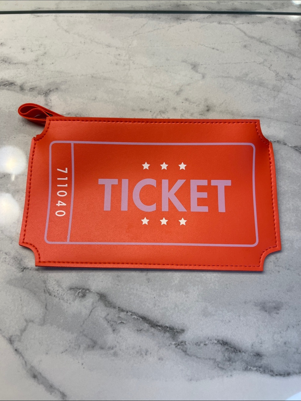 Orange 'Ticket' Makeup Bag